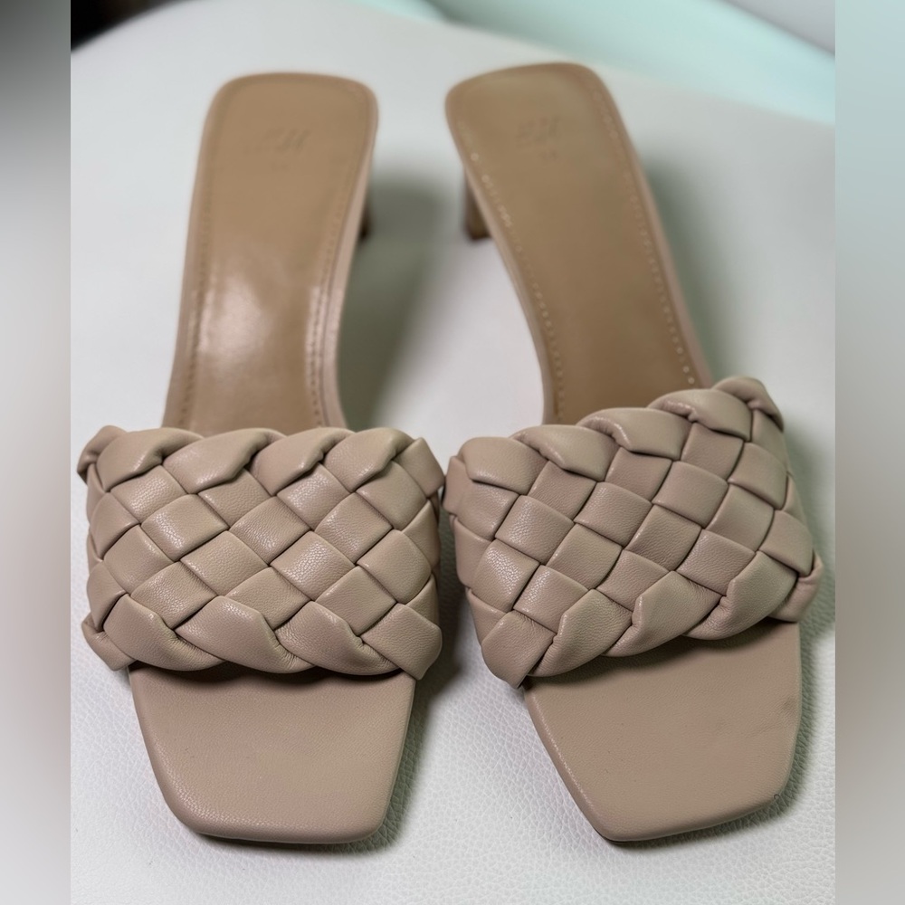 H&M Tan Mules with Braided Design